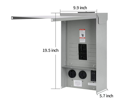 Hiweld Temporary Power Outlet Panel with 20, 30, and 50-Amp Receptacle Installed,RV Electrical Outlet Panel with Breaker(50 amp+30 amp+GFCI 20 amp)