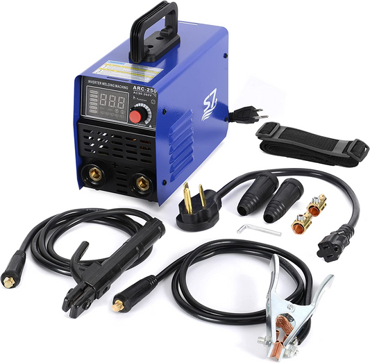S7 250A 110/220V MMA Welder - ARC/Lift TIG Welding Machine with Digital Display LCD, Hot Start, Electrode Holder, Work Clamp, Input Power Adapter Cable